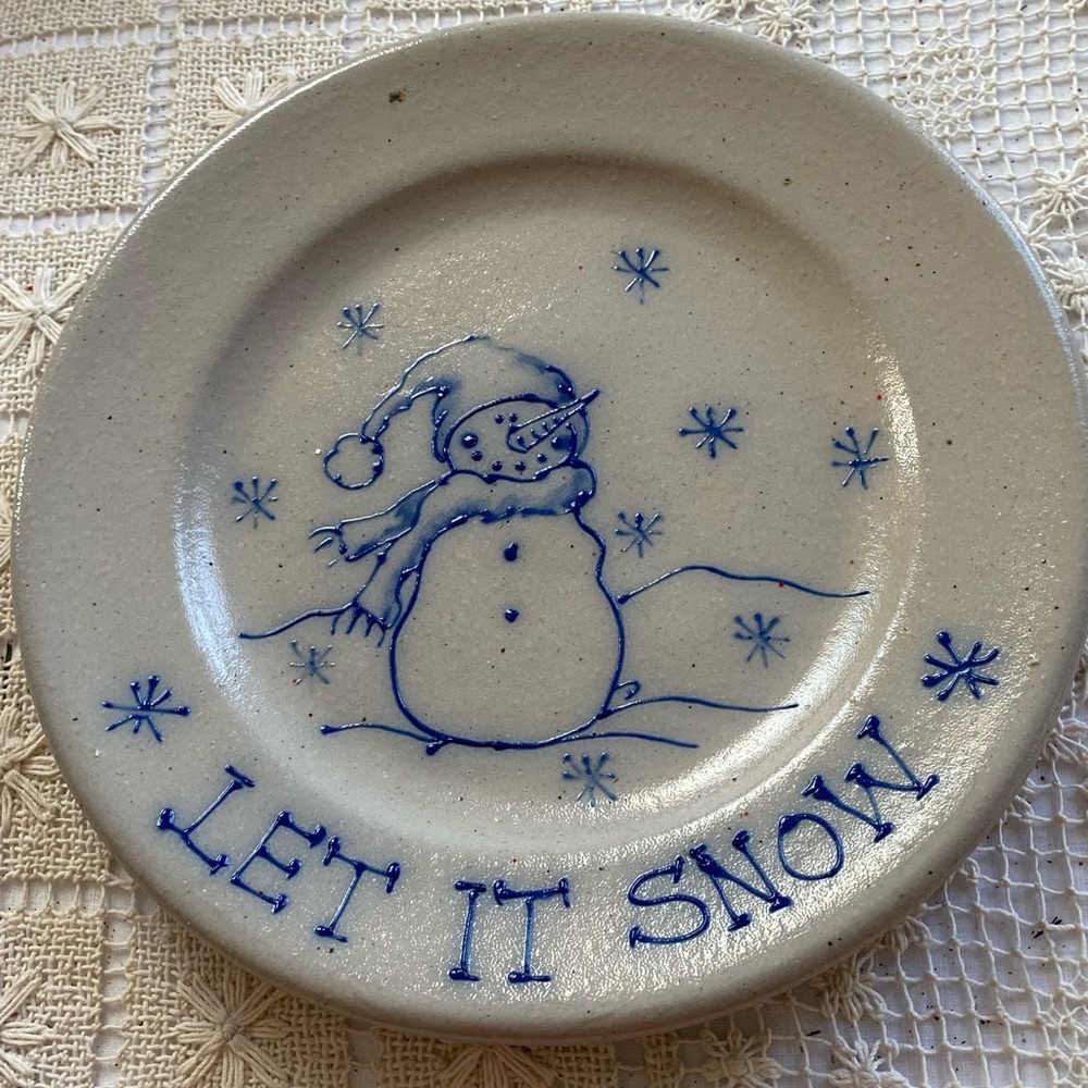 Vintage Salmon Falls Snowman Stoneware Plate